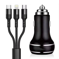 Automobile Villa Car Interior Accessories Car Mobile Chargers RACEMARK CAR CHARGERS Metal Body 4.8 AMP with 3 in 1 cable Dual USB +PD