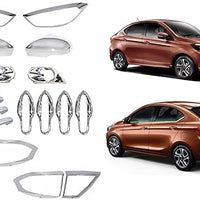 Automobile Villa Exterior Chrome Accessories Combo Kit Compatible with Tigor (2018-2019)(Set of 16Pcs)