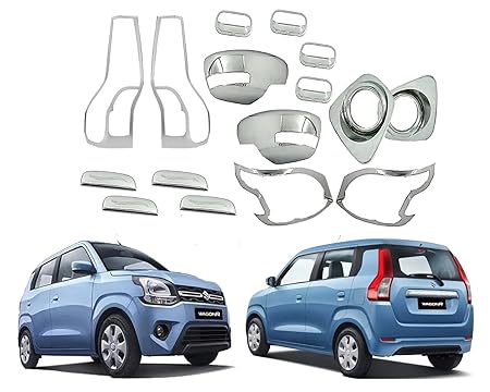 Automobile Villa Exterior Chrome Accessories Combo Kit for WagonR (2019-2022) Set of 16Pcs