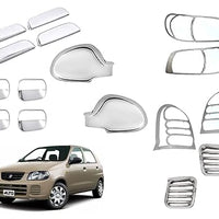 Automobile Villa Exterior Chrome Accessories Combo Kit Compatible with Alto LXI (2003-2011) Set of 14Pcs